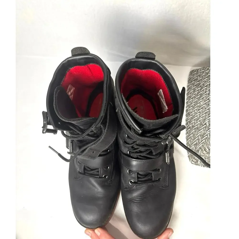 Polo Ralph Lauren Maurice Boots Mens Size 9D Black Leather Buckle